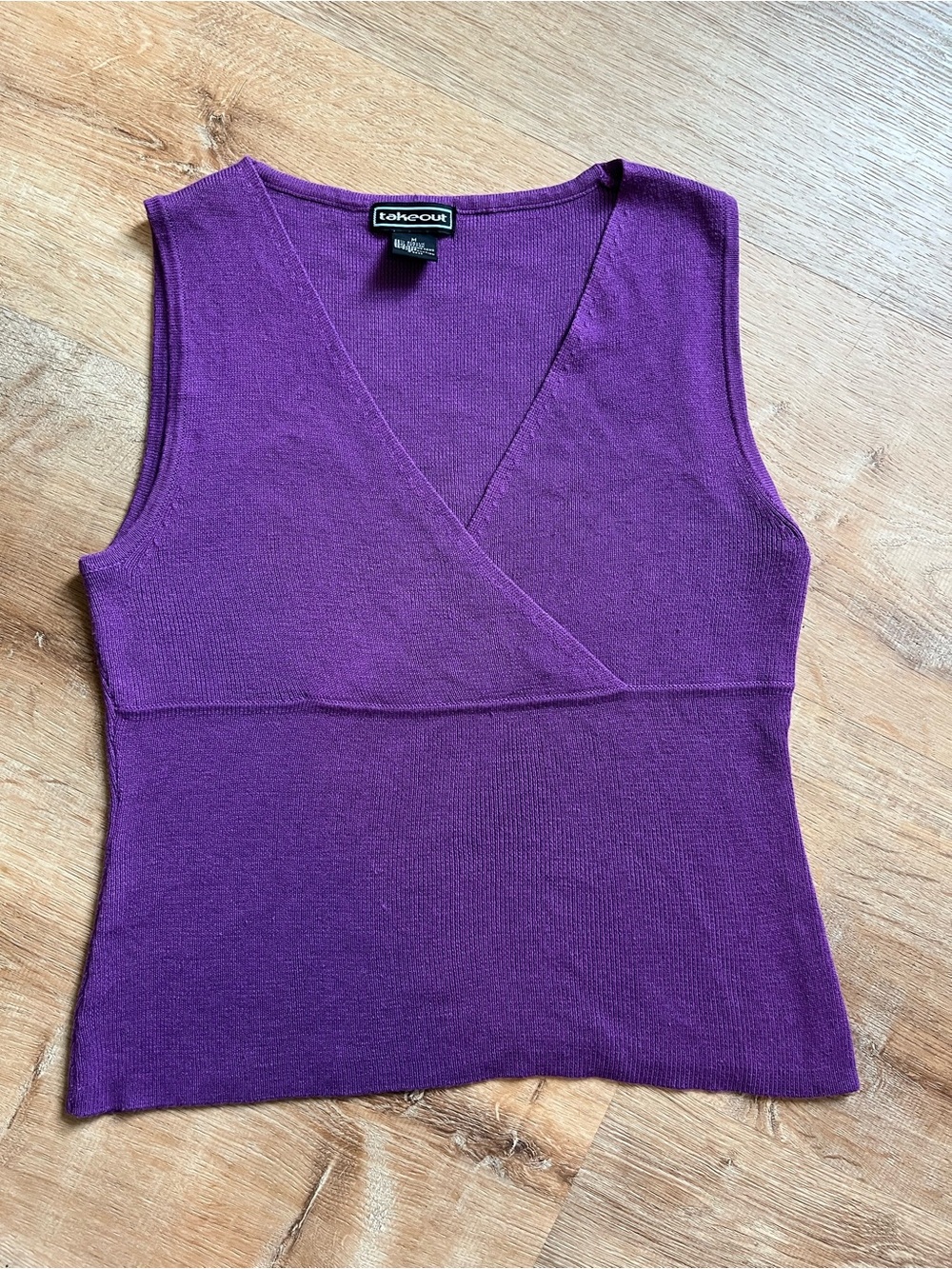Takeout Purple Wrap-Style Sleeveless Knit Tank